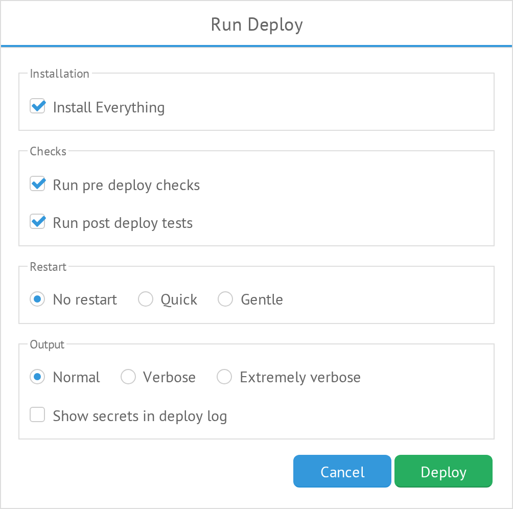 Deploy Configuration Form